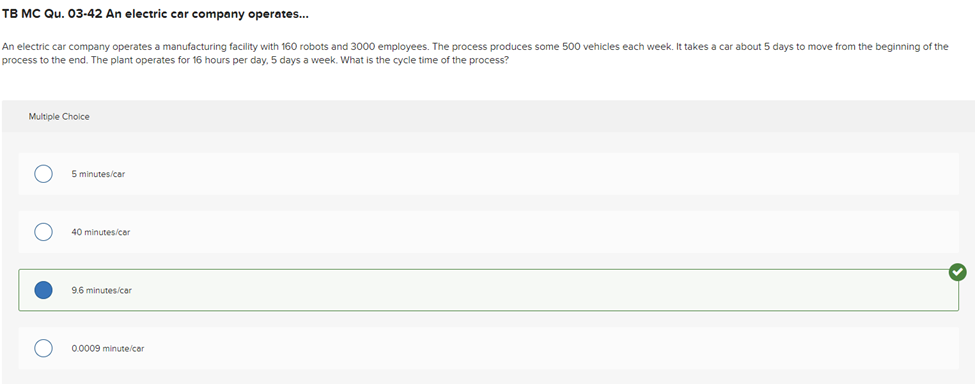 Correct answer question 2 MOS 3330 Operations Management