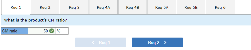 Correct answer to What is the product's CM ratio?