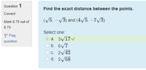 Correct answer question 1 MAT101 Graded Exam 3