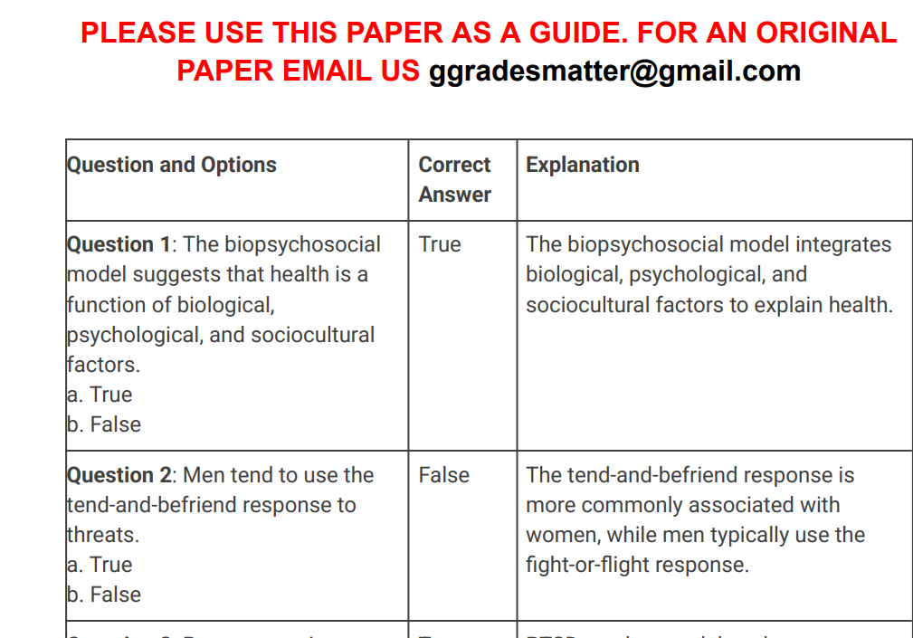 PSYC 1060 Chapter 10 Stress, Health and Adjustment Quiz 